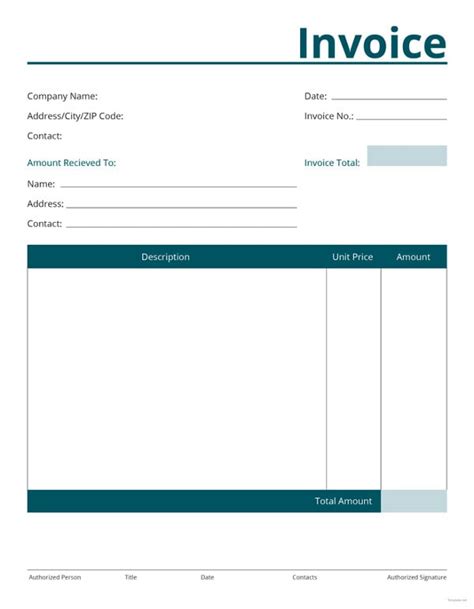 Blank Word Invoice Template Free Word Templates
