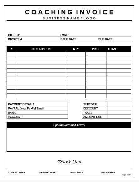 Life Coaching Invoice Payment Template Life Coaching Template Etsy