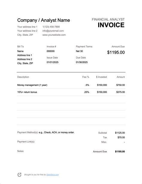 Free Consulting Invoice Template PDF Word eForms
