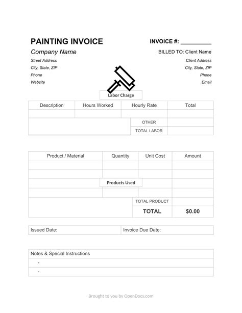 Painting Invoice Samples