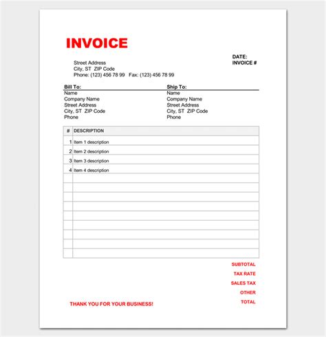Music Store Invoice Template (Retail)