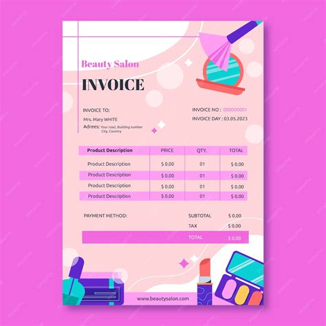 Free Vector Beauty salon invoice template
