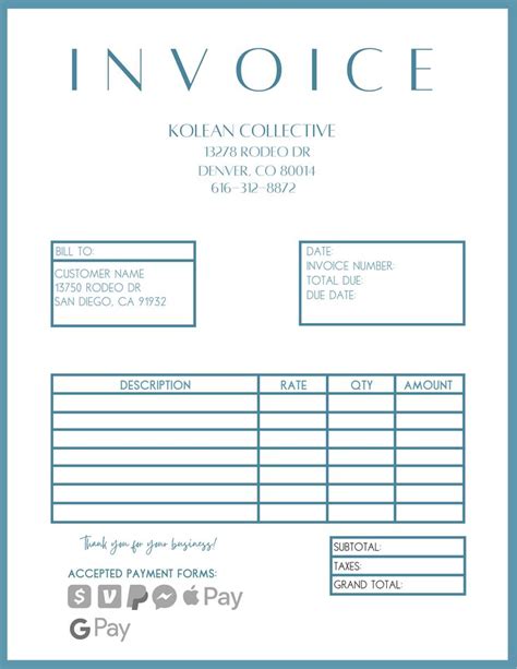 Simple invoice template for small business owners