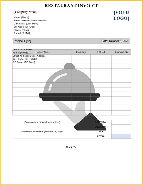 15 Free Restaurant Dining Invoice Templates MS WORD (DOCX)