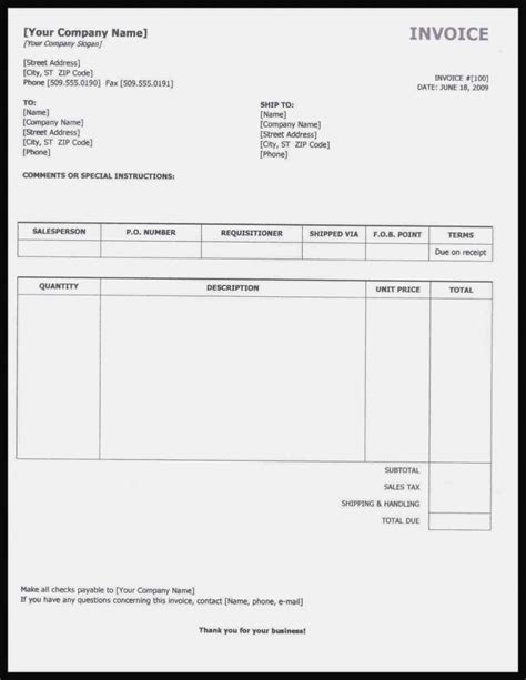 blank self employed invoice template cards design templates invoices