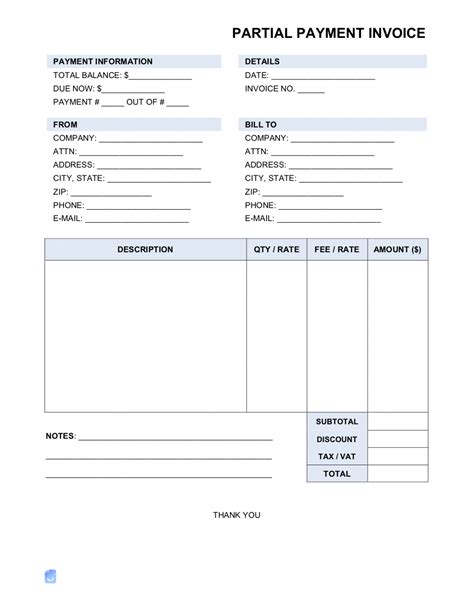 Invoice Sample with Partial Payment and Payment History