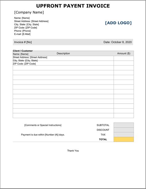 Sample Debt Collections Invoice Template