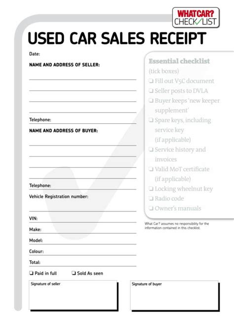 Invoice For Car Sale Template