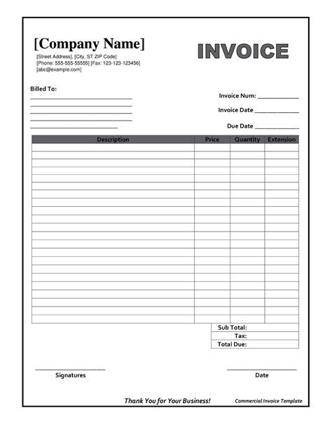 Invoice Form Pdffiller - PDF Template