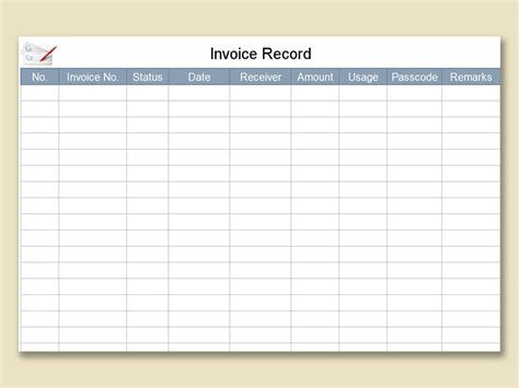 Invoice Record Keeping Template Excel