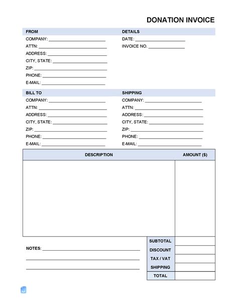 Invoice Template For Donation