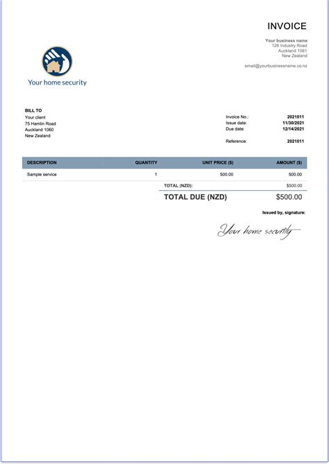 Invoice Template Nz