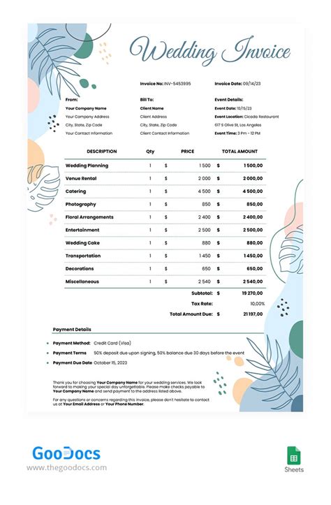 Wedding Photography Invoice Template,Price Guide List for Photographers