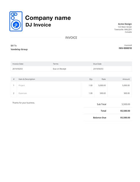 Free Dj Invoice Template Pdf PDF Template