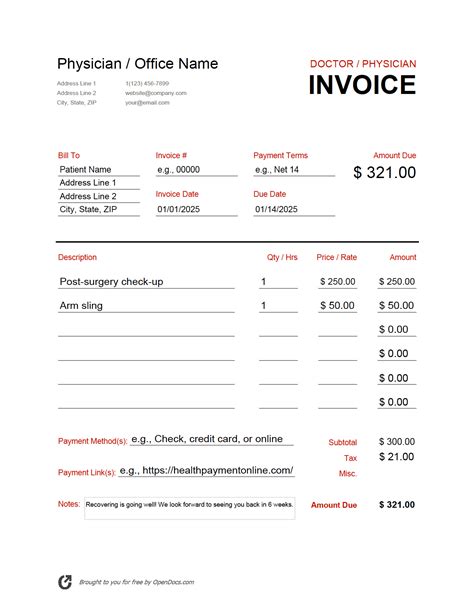 Locum Doctor Invoice Template Cards Design Templates