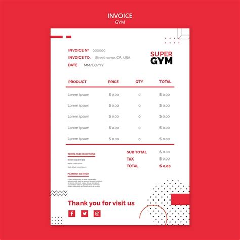 Gym Invoice Template Billed Free Download