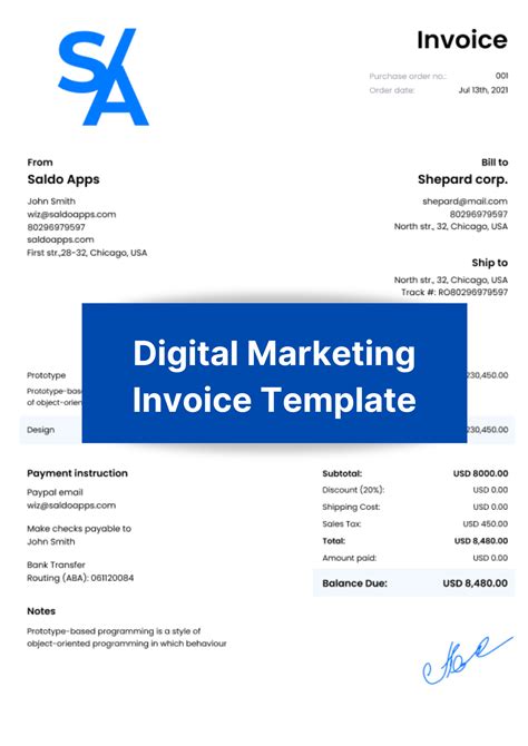 Marketing invoice template Wave Invoicing