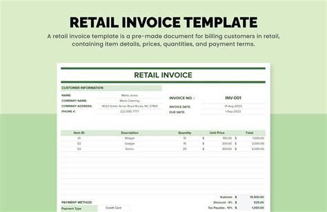 Retail Invoice Template Invoice template, Invoice design template