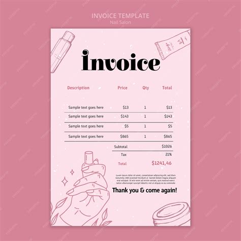Free Vector Beauty salon invoice template