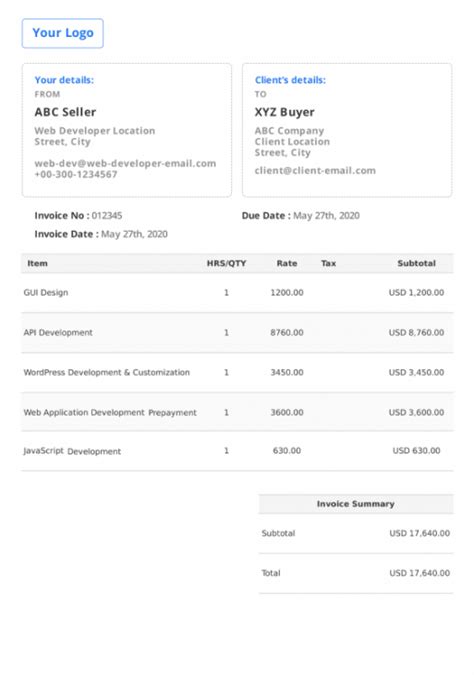 Virtual Assistant Invoice Template 📃 Free Invoice Generator