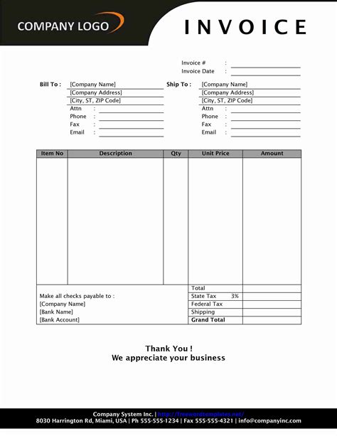 Free Samples Of Invoices * Invoice Template Ideas