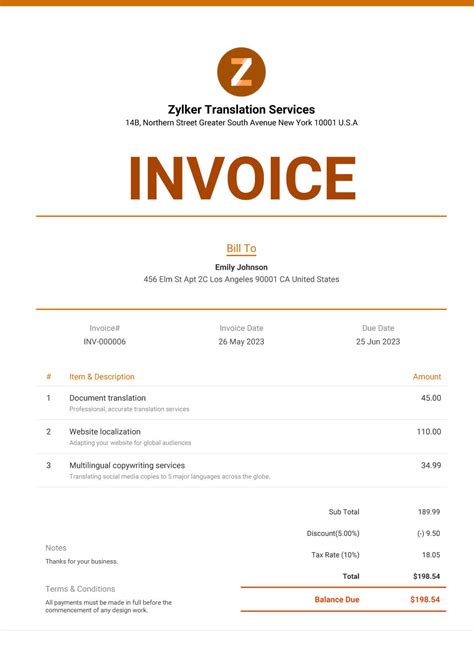 Invoice Template for U.S. Freelancers in Excel (Blue)