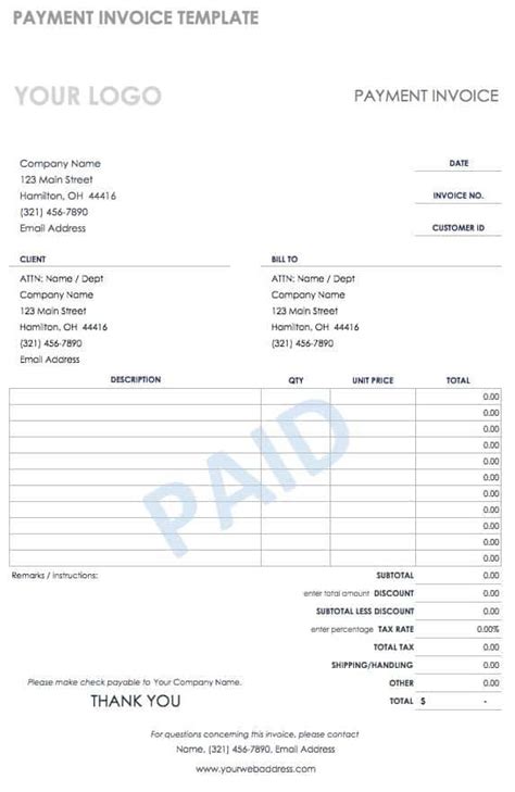 Sample Debt Collections Invoice Template