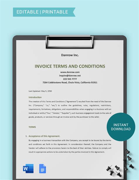 invoice payment terms and conditions invoice template free 2016 sample