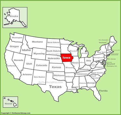 Iowa On Map Of Usa