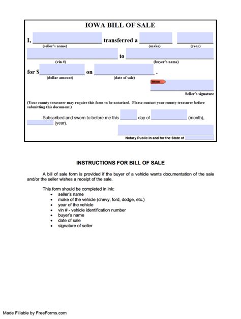 Iowa Bill Of Sale Forms - Download And Print - How To Sell