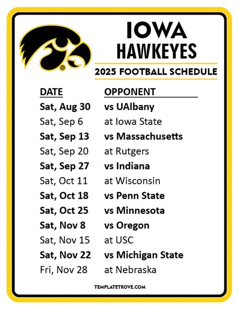 2015 Iowa Football Schedule Poster Bravo Sports Marketing