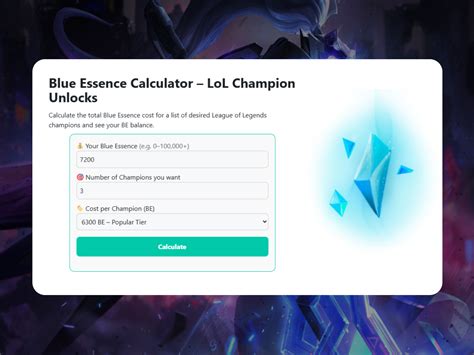 Calculate Your League of Legends Blue Essence Conversion with Our IP to Blue Essence Calculator