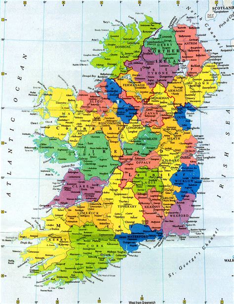 Detailed administrative map of Ireland with major cities Ireland