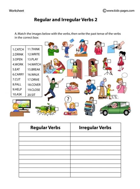 Irregular And Regular Verbs Worksheet