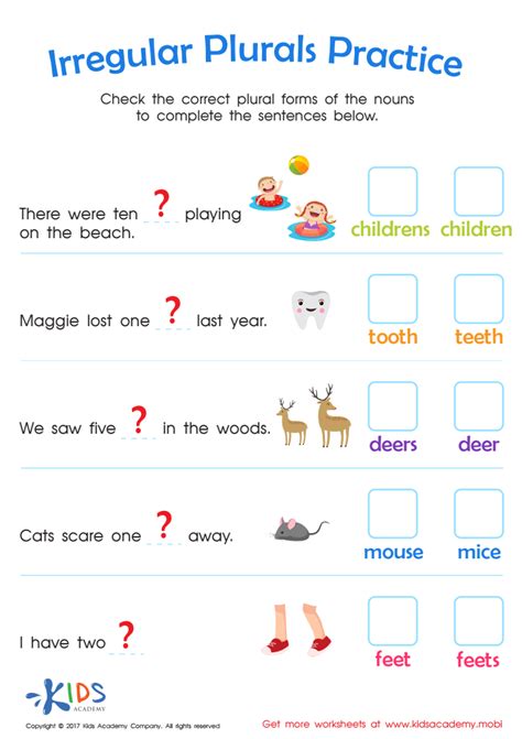 Irregular Nouns Plural Worksheet