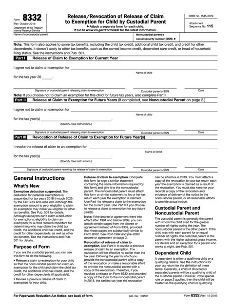 Irs Form 8332 Printable