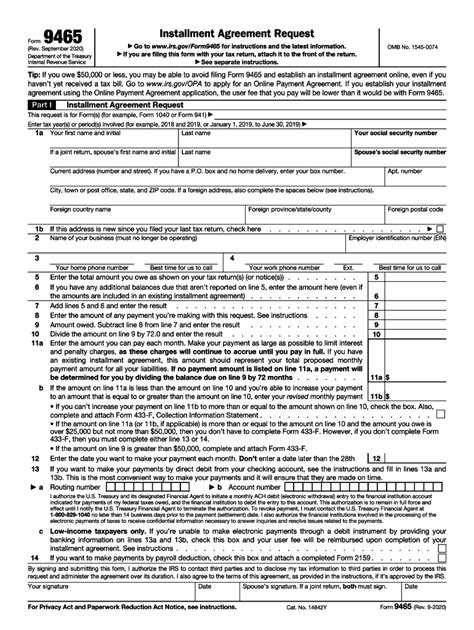 Irs Form 9465 Printable