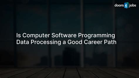 Is Computer Software Programming Data Processing A Good Career Path