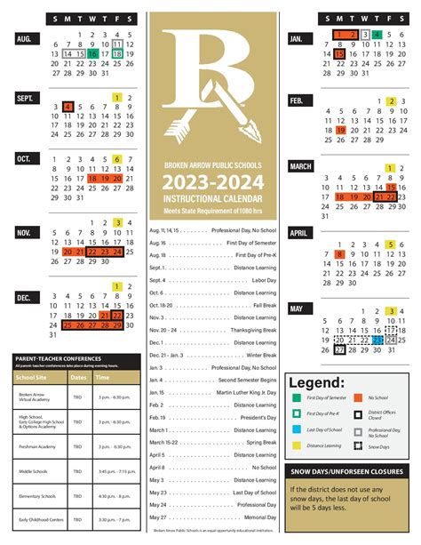 Broken Arrow Public Schools Calendar Printable Calendar 20222023