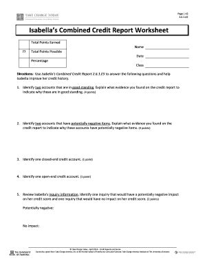 Isabellas Combined Credit Report Worksheet Answers