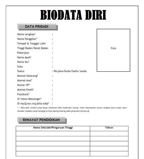Isi Biodata Diri