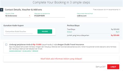 Isi Data Pemesanan dan Penumpang