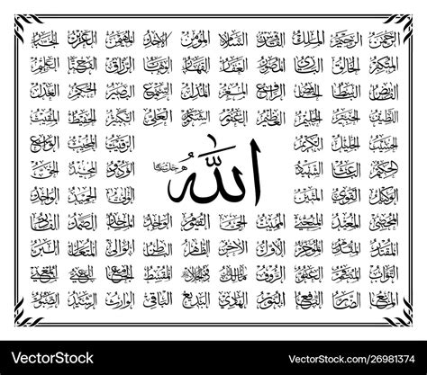 Islamic Calligraphy 99 Names Of Allah