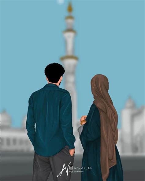 Islamic Couple Cartoon With Quotes