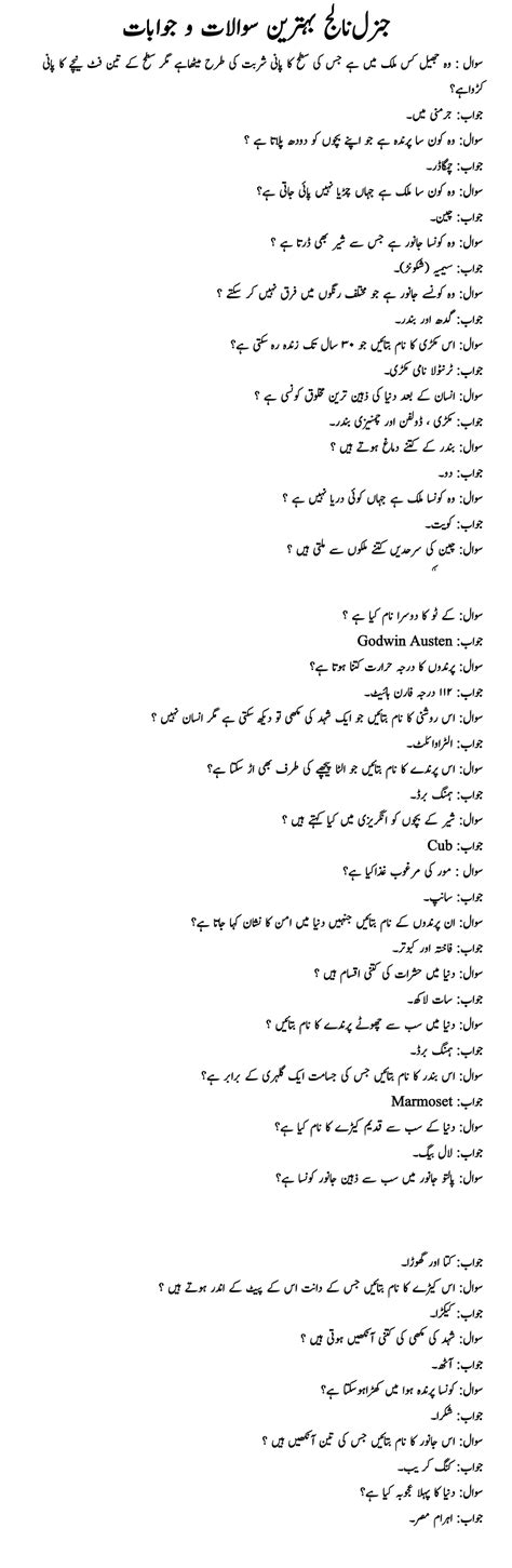 Islamic General Knowledge Quiz In Urdu