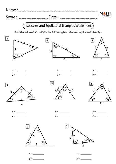 Isosceles And Equilateral Triangles Worksheet Answer Key With Work