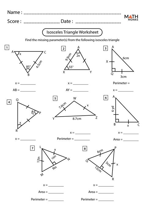 Isosceles Equilateral Triangle Worksheet