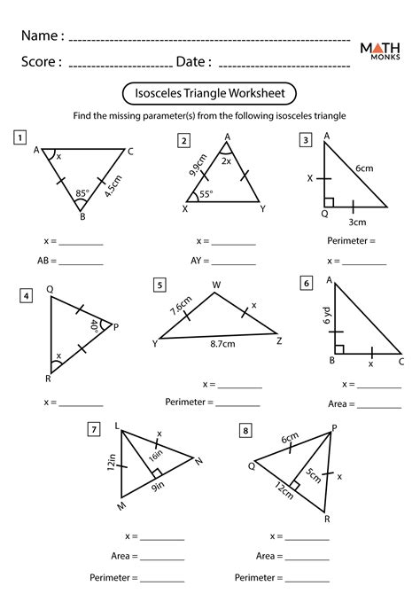 Isosceles Triangle Worksheet
