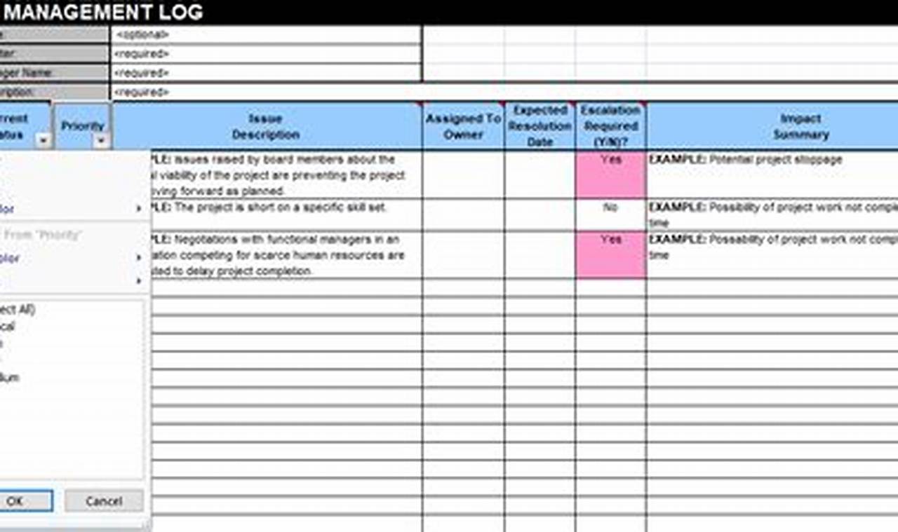 Issue Tracking Spreadsheet Template Excel