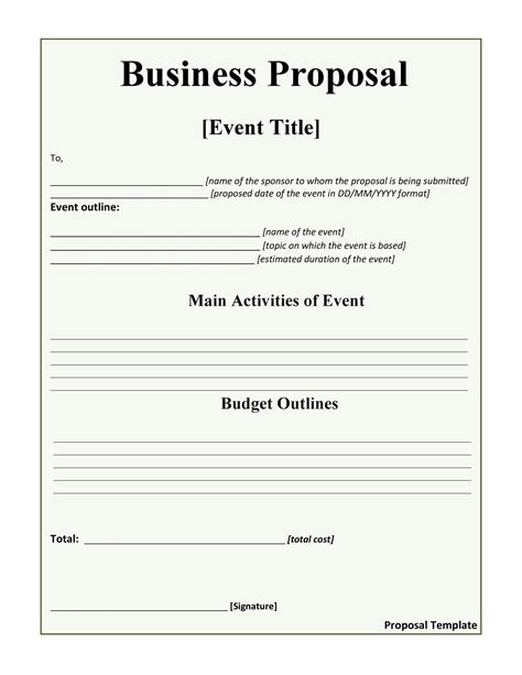 Free Printable Business Proposal Form (GENERIC)